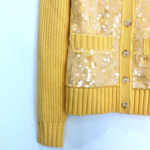 A.L.C Sequin Merino Wool Cardigan in yellow - Picture 6 of 9